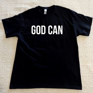 NWT GOD CAN Graphic Tee, Various Sizes, Black, Short Sleeved